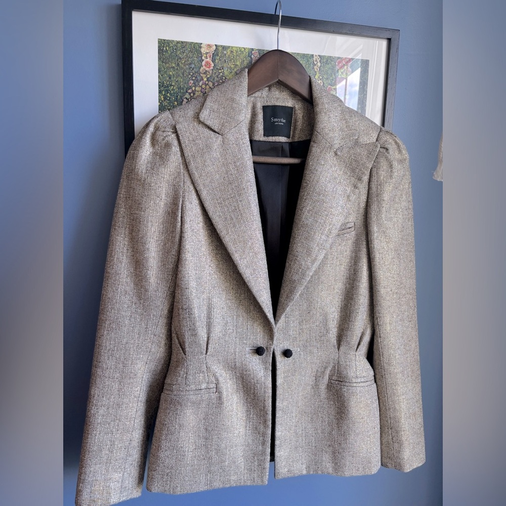 Smythe Tan and Gold Blazer Tailored Suit Jacket